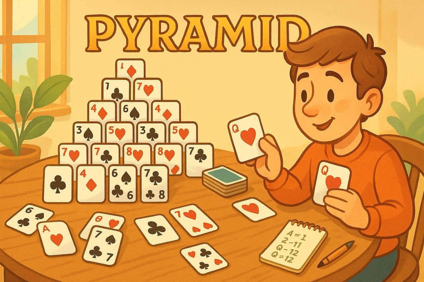 Illustration for Pyramid Solitaire: Setup